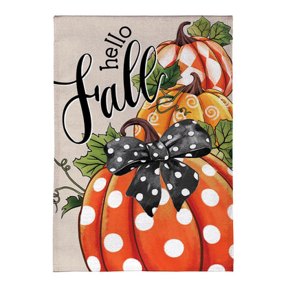 Patterned Pumpkins Burlap Flag