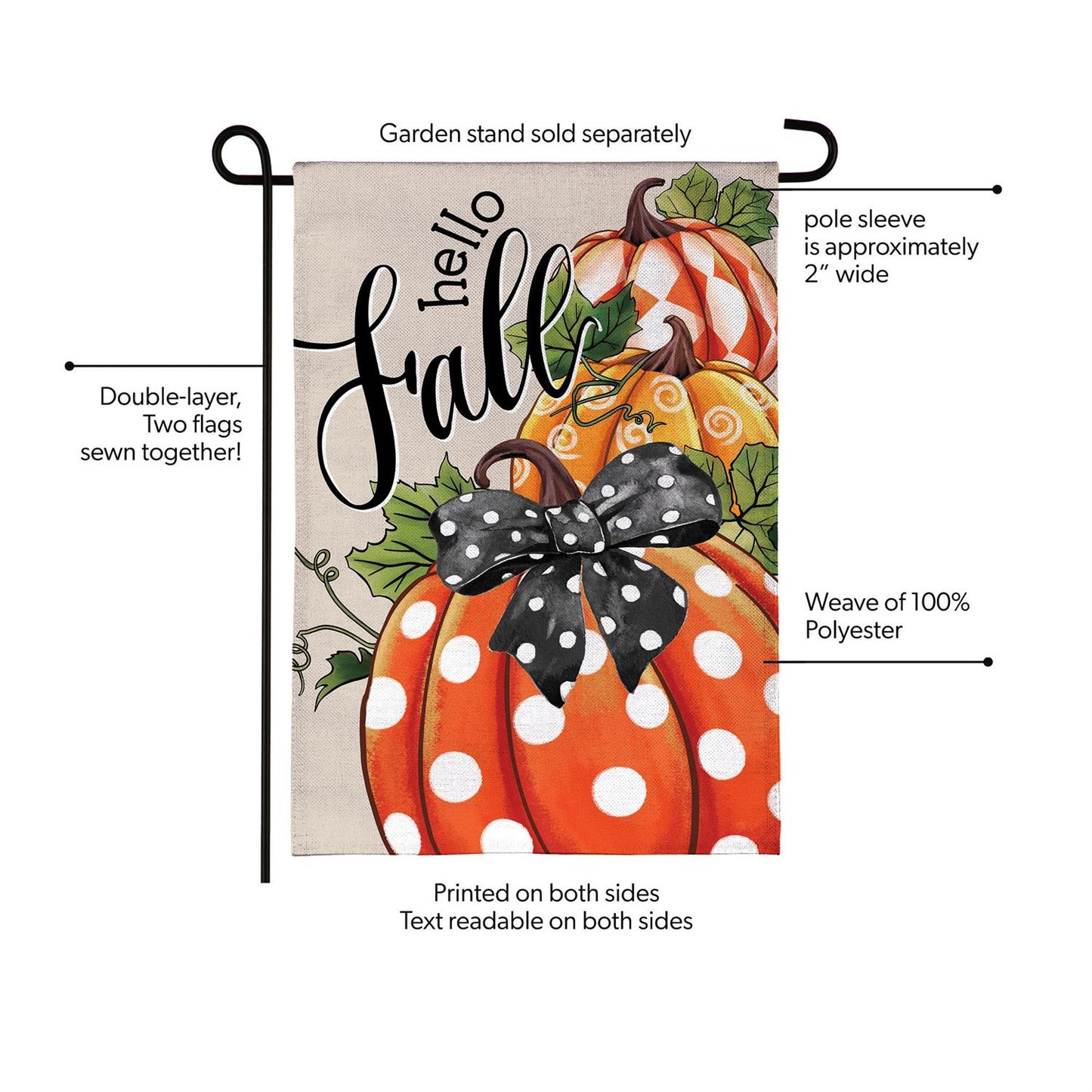 Patterned Pumpkins Burlap Flag