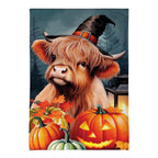 Haunted Highland Cow Burlap Flag