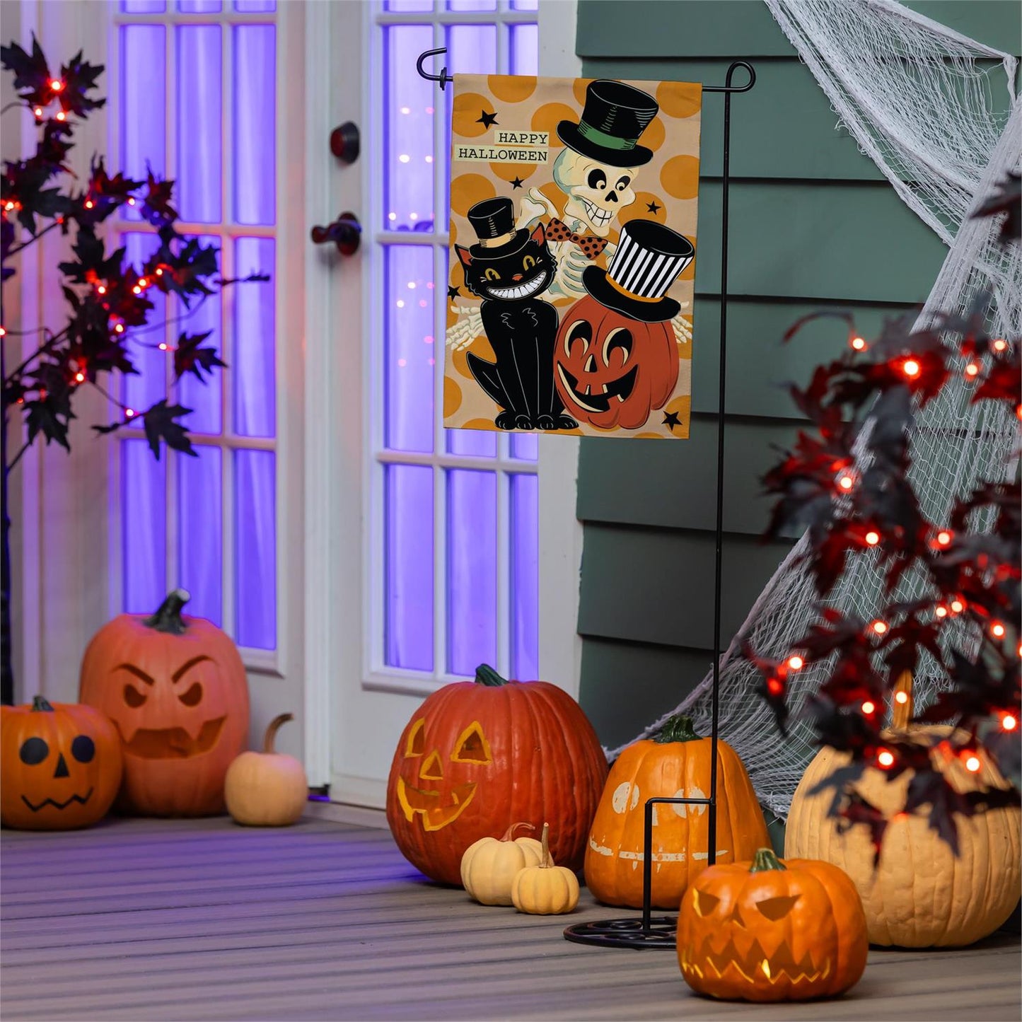Halloween Trio Burlap Flag