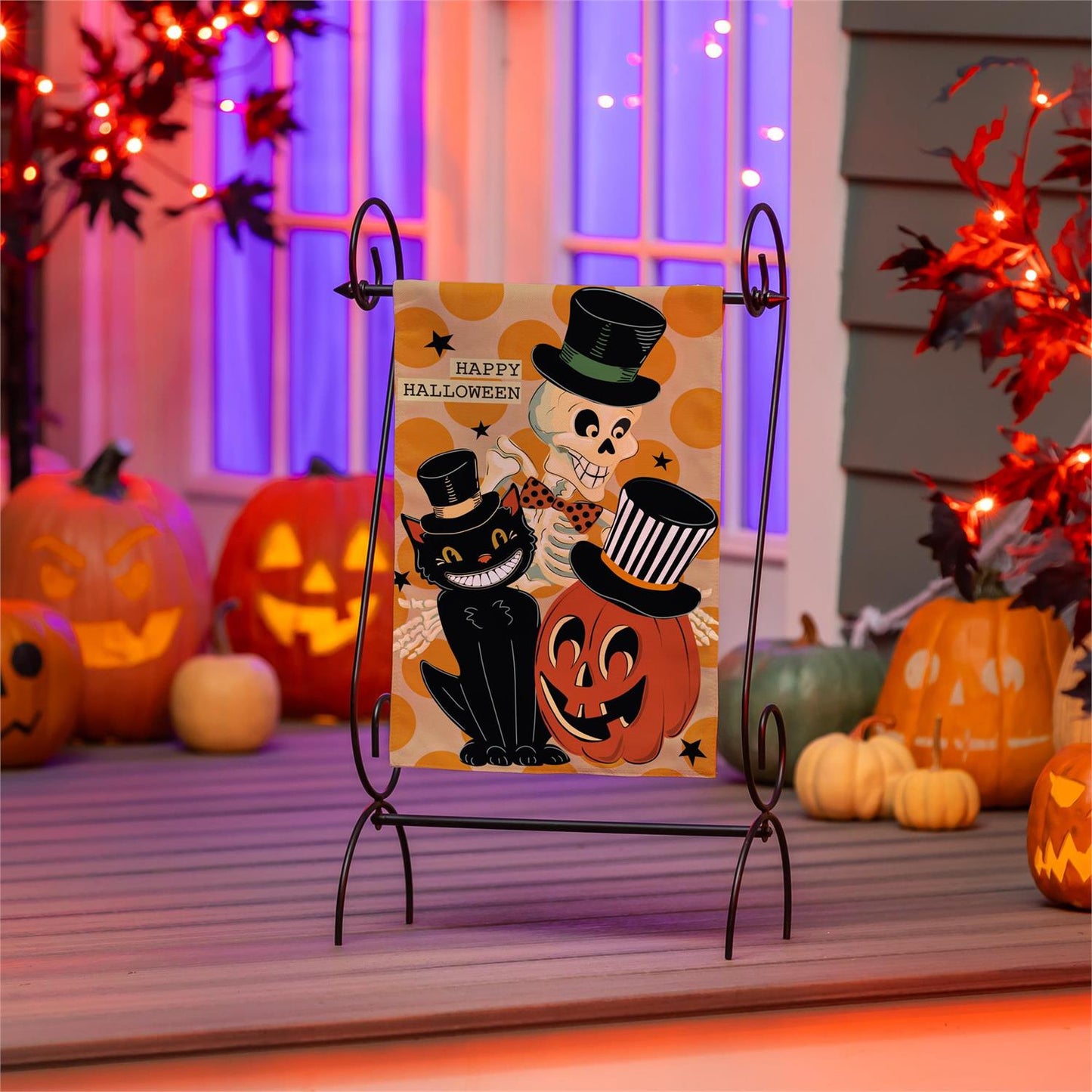 Halloween Trio Burlap Flag