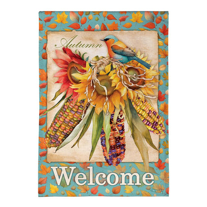 Jeweled Fall Maize Burlap Flag