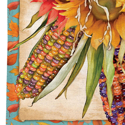 Jeweled Fall Maize Burlap Flag