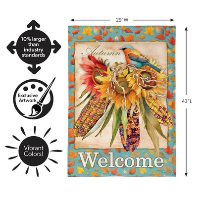 Jeweled Fall Maize Burlap Flag