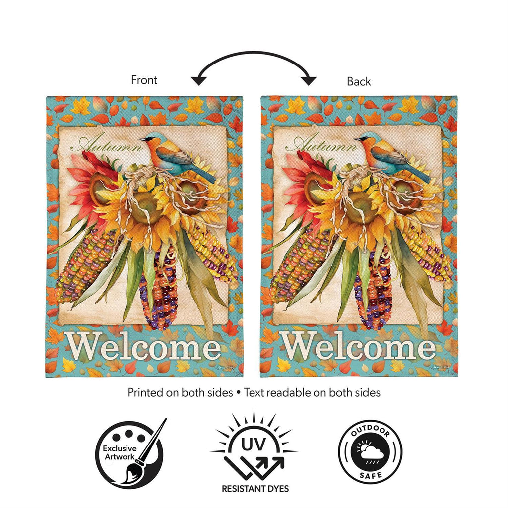 Jeweled Fall Maize Burlap Flag