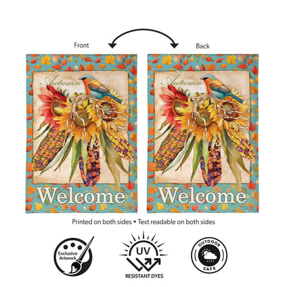 Jeweled Fall Maize Burlap Flag
