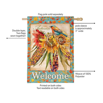 Jeweled Fall Maize Burlap Flag