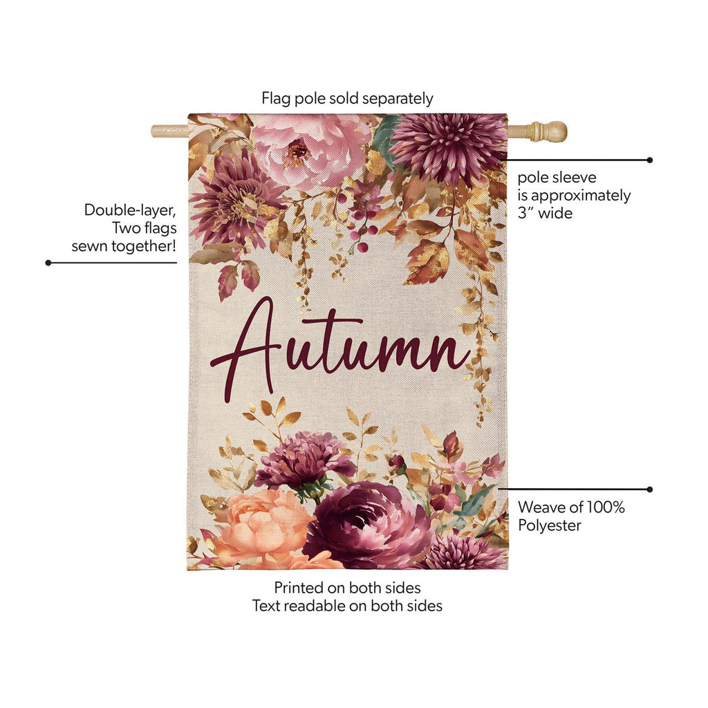 Autumn Florals Burlap Flag