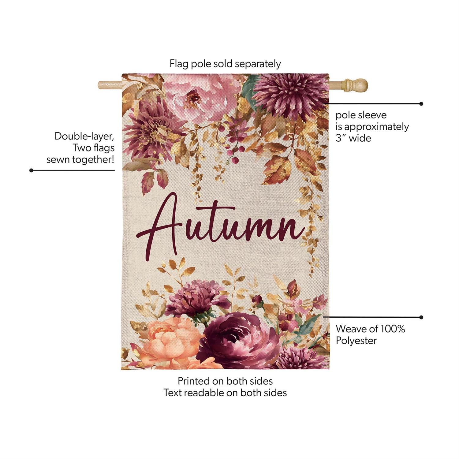 Autumn Florals Burlap Flag