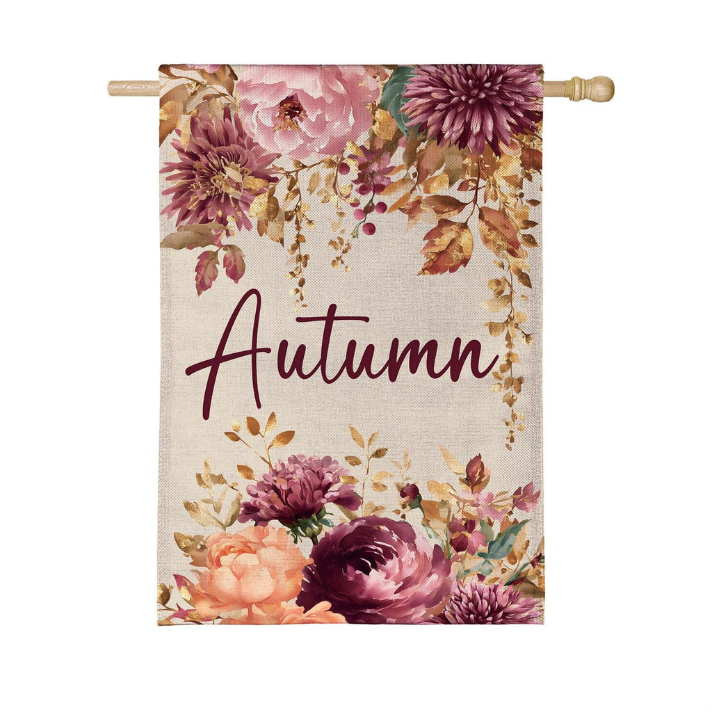 Autumn Florals Burlap Flag