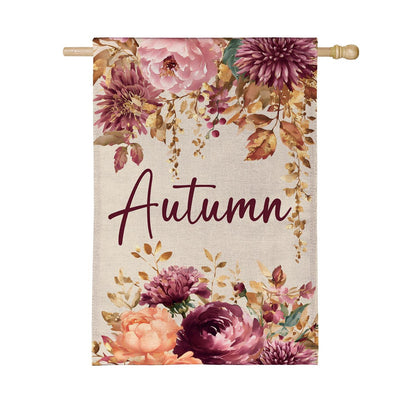 Autumn Florals Burlap Flag