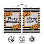 Happy Halloween Striped Jack O' Lanterns Burlap Flag