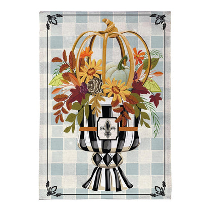 Courtly Check Fall Floral Burlap Flag