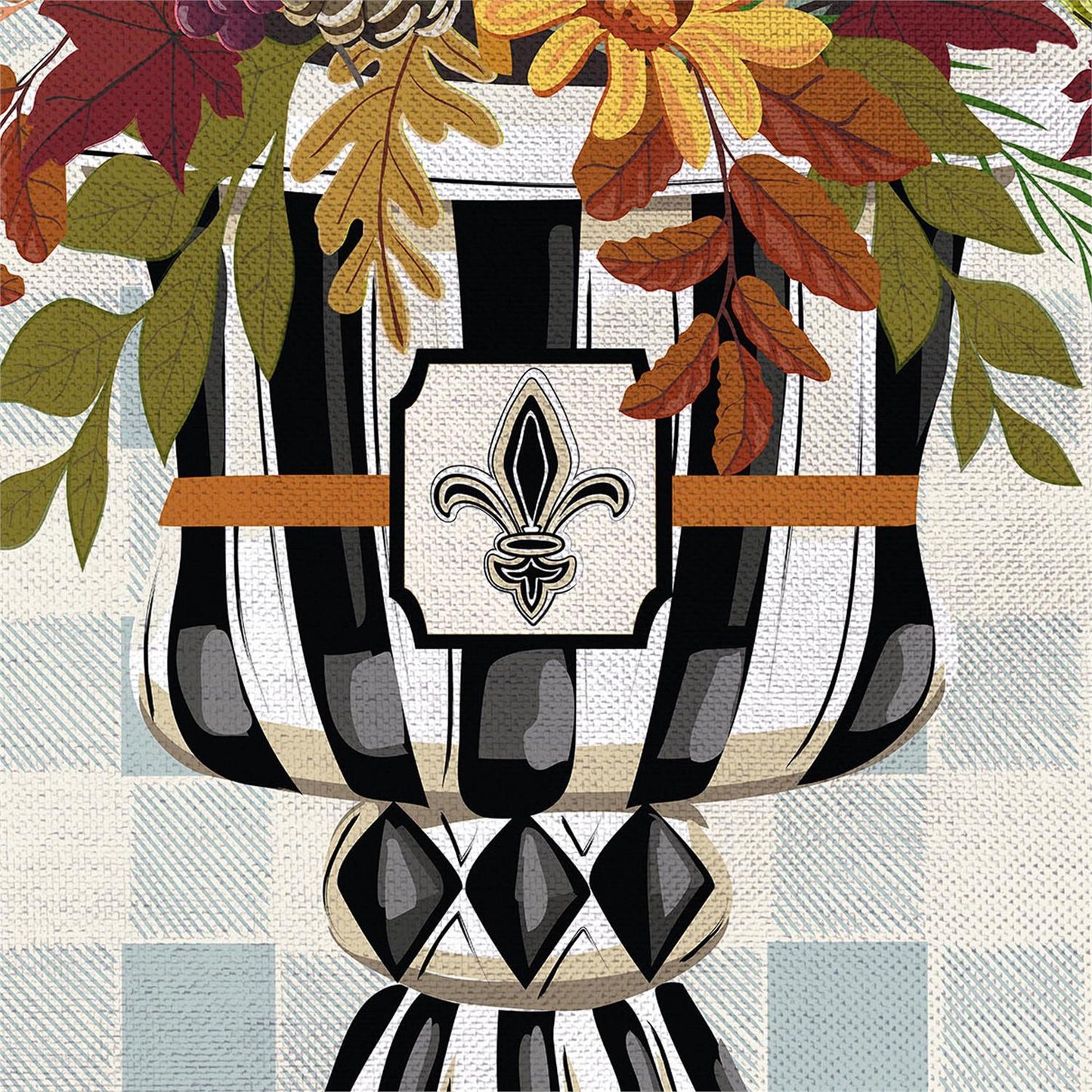 Courtly Check Fall Floral Burlap Flag