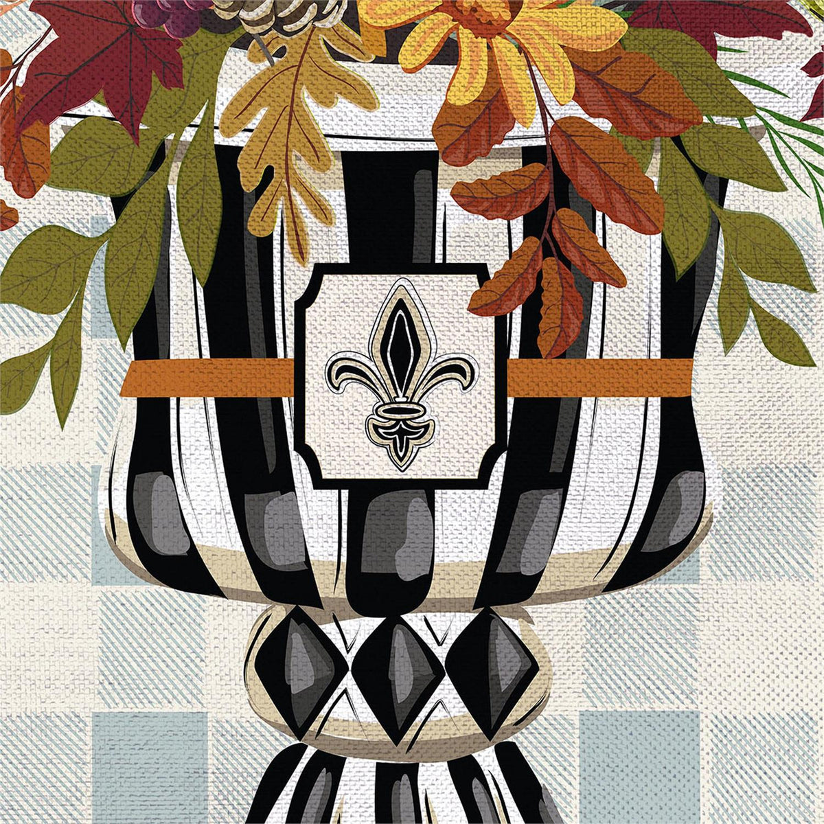 Courtly Check Fall Floral Burlap Flag