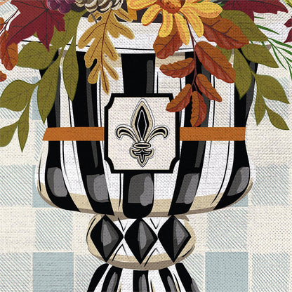 Courtly Check Fall Floral Burlap Flag