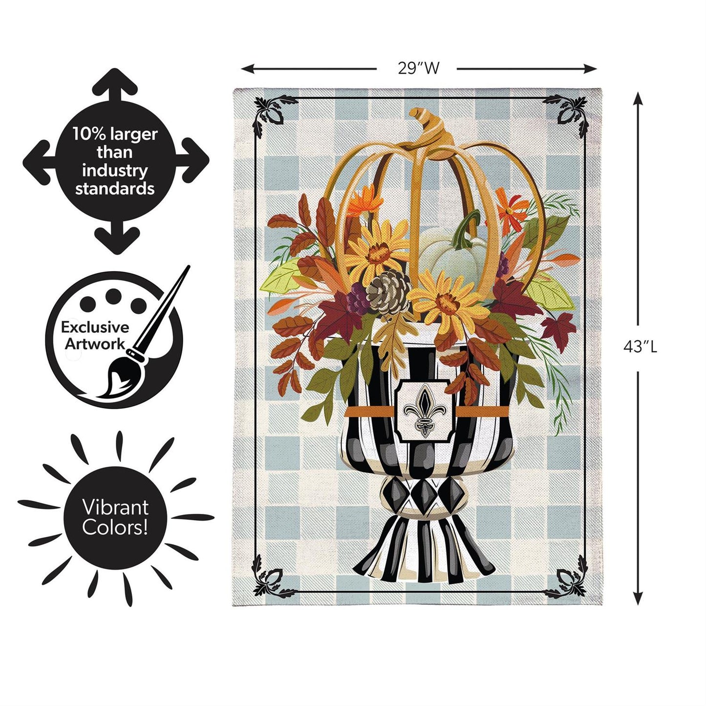 Courtly Check Fall Floral Burlap Flag