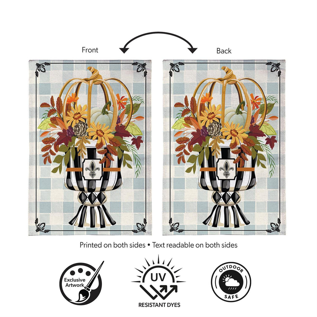 Courtly Check Fall Floral Burlap Flag