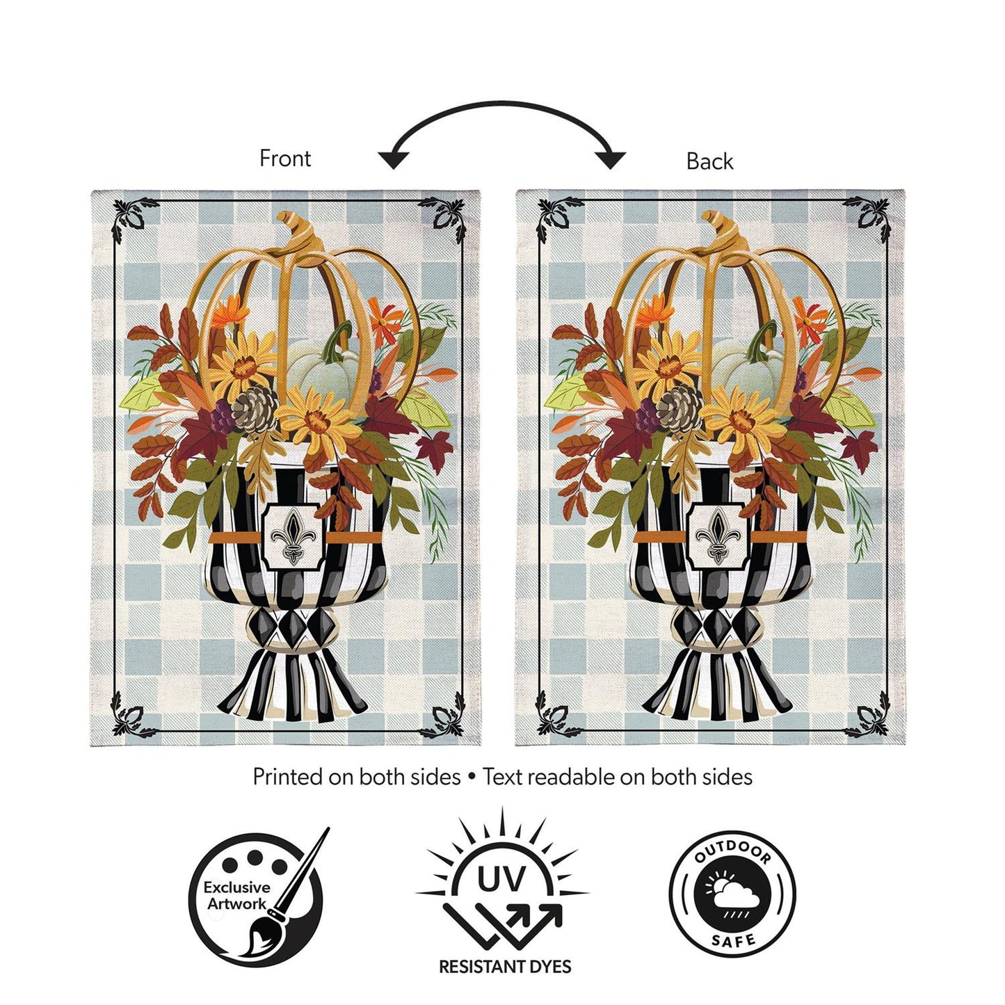 Courtly Check Fall Floral Burlap Flag