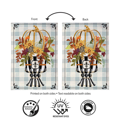 Courtly Check Fall Floral Burlap Flag