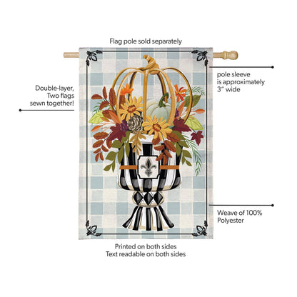 Courtly Check Fall Floral Burlap Flag