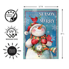 Merry Snowman With Cardinal Burlap Flag