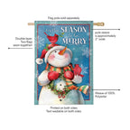 Merry Snowman With Cardinal Burlap Flag