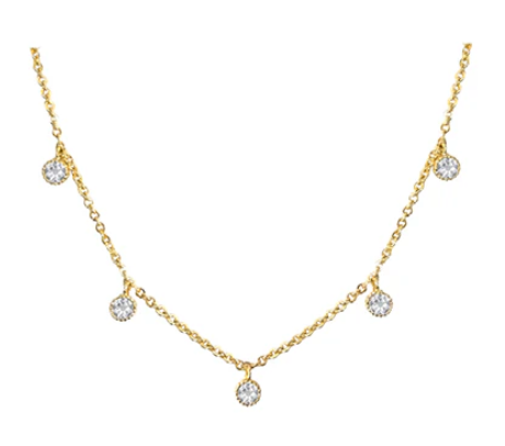 Bezel Dangle Necklace - CZPB5Y