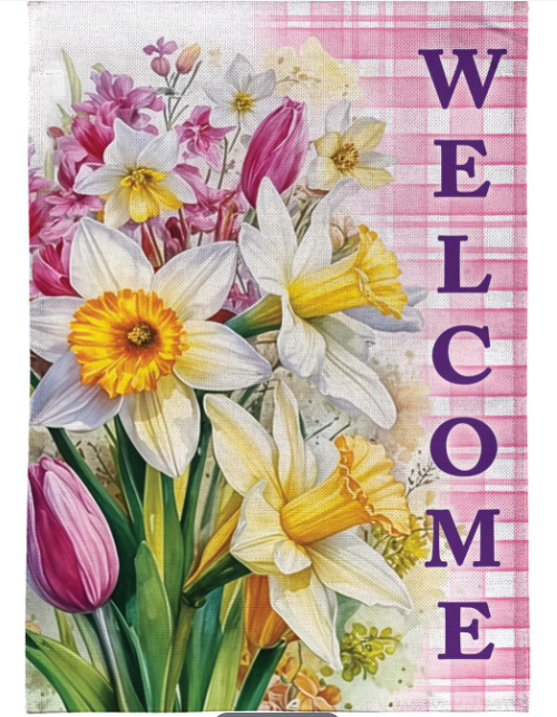 Blooming Buttercups Burlap Flag