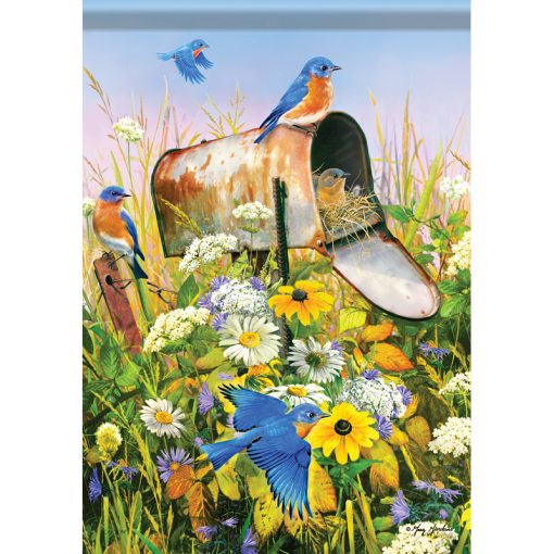 Bluebirds and Flowers Flag
