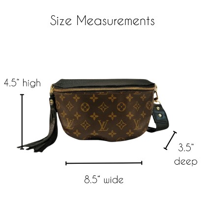 Britt Belt Bag in Black Leather | Upcycled LV Full Front