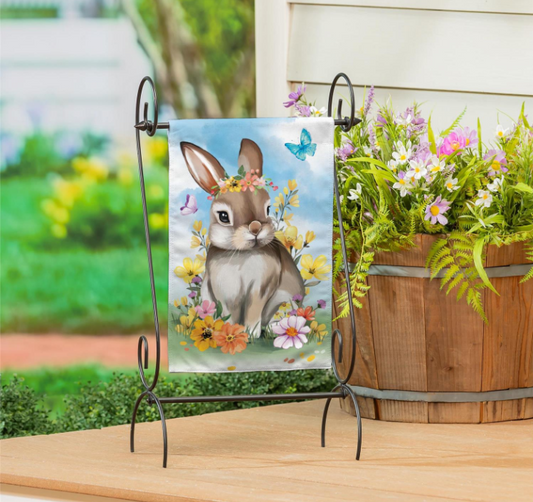 Bunny Blooms Floral Burlap Flag