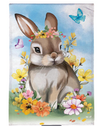 Bunny Blooms Floral Burlap Flag