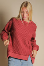 Elise Oversized Waffle Knit Casual Top