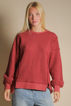 Elise Oversized Waffle Knit Casual Top