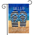 Hello Summer Flip Flops Burlap Flag