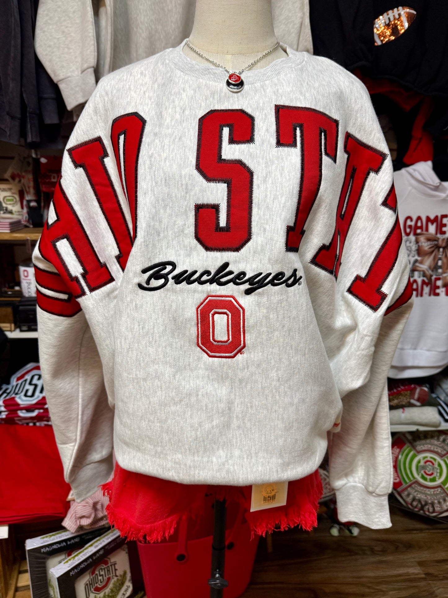 Ohio State Buckeyes Flannigan Oversized Crew Neck Fleece One Size Fits Most(Small-2X)