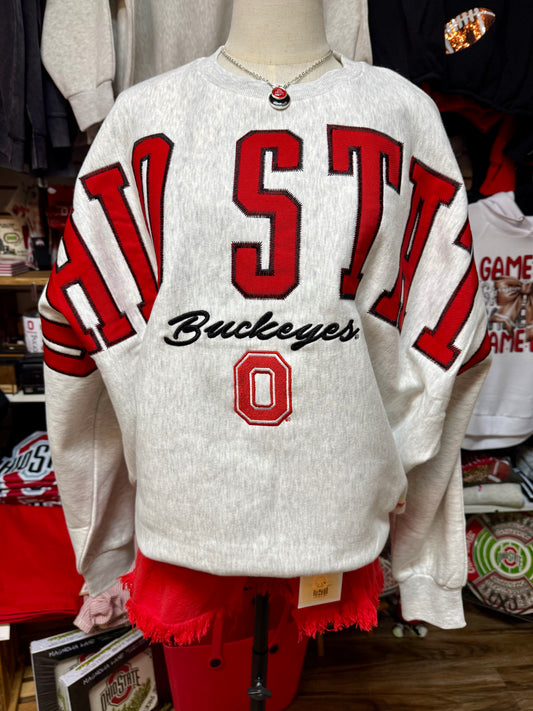 Ohio State Buckeyes Flannigan Oversized Crew Neck Fleece One Size Fits Most(Small-2X)