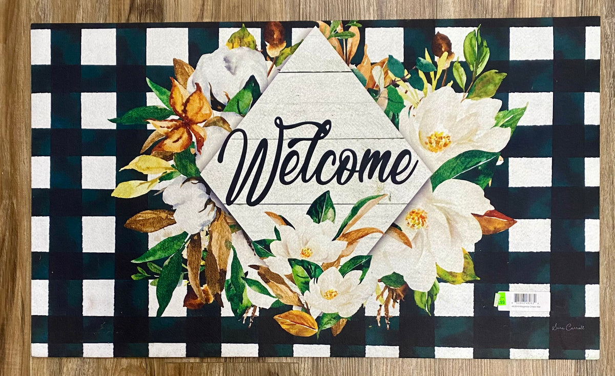 Magnolia Check Welcome Door Mat