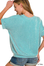 CORDED RIB SHORT SLEEVE TOP