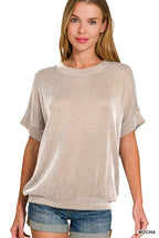 CORDED RIB SHORT SLEEVE TOP