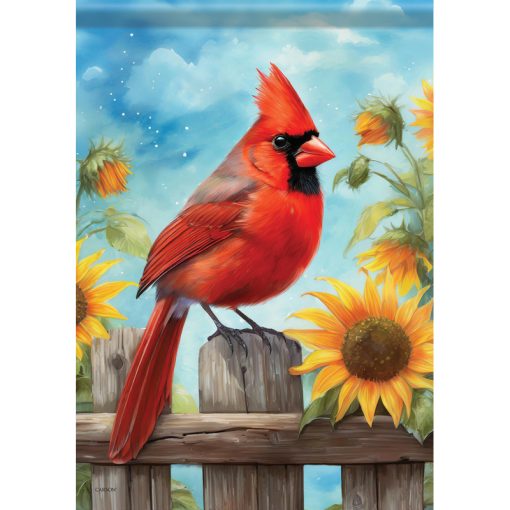 Cardinal on Fence Flag