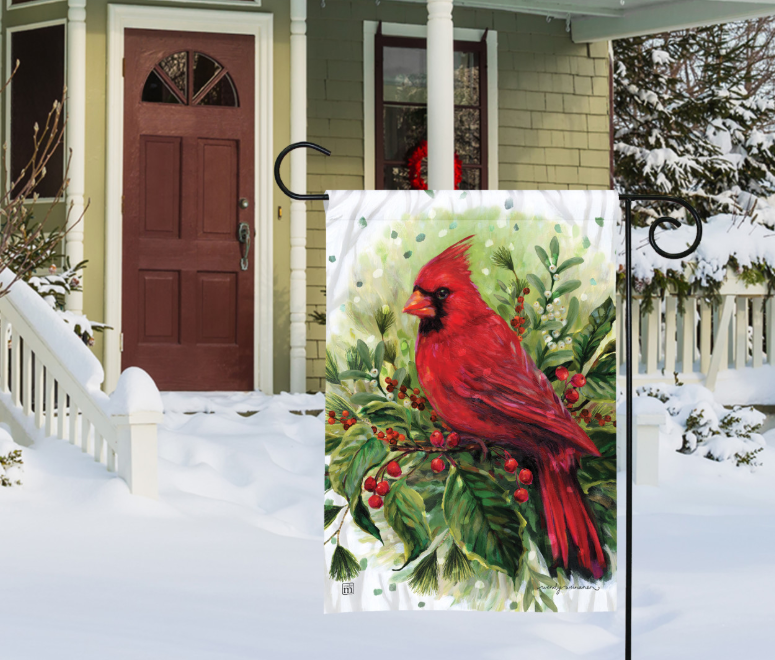 Cardinal on Winter Boughs Flag