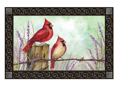 Cardinals on Wire Fence MatMate