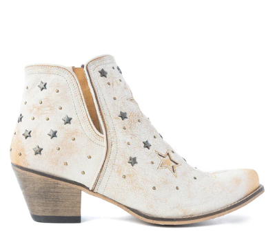 Celestial Stardust Western Booties in White - White
