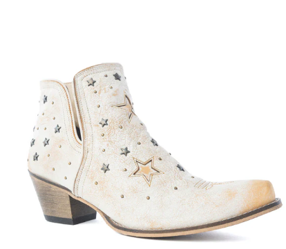 Celestial Stardust Western Booties in White - White