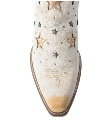 Celestial Stardust Western Booties in White - White