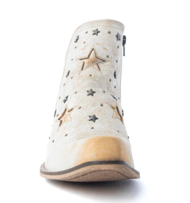 Celestial Stardust Western Booties in White - White