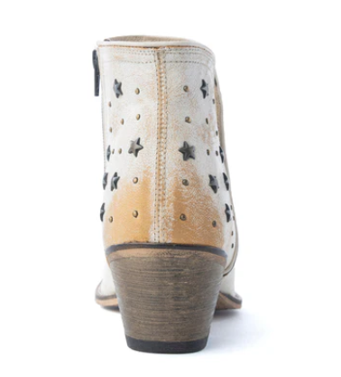 Celestial Stardust Western Booties in White - White
