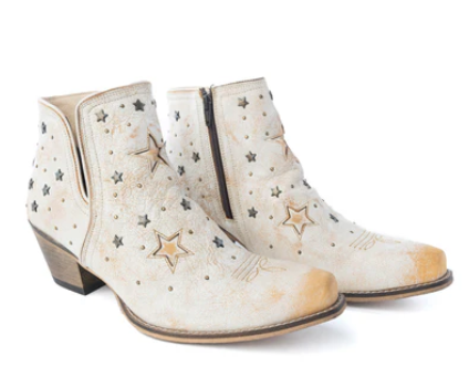 Celestial Stardust Western Booties in White - White